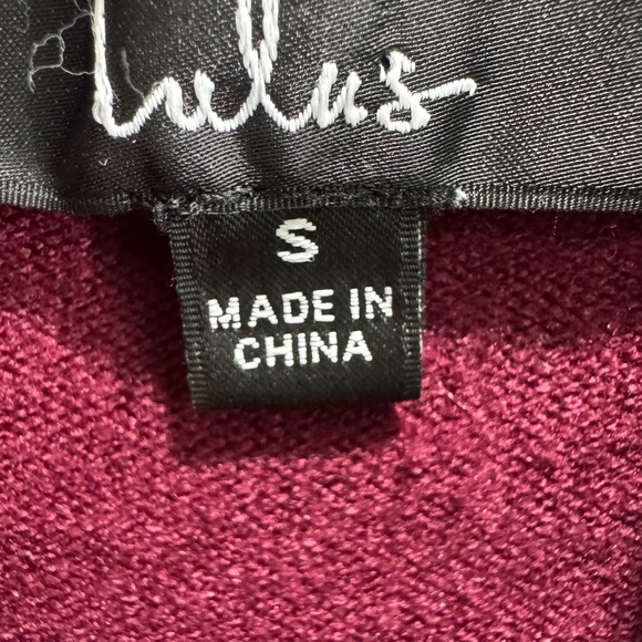 Lulus Roll Neck Sweater,‎ Burgundy Pullover with Eyelet Textured Knit, Small - Picture 4 of 5